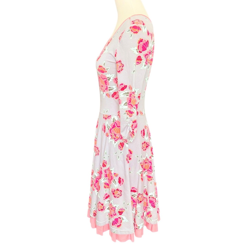 Matilda Jane Womens Grey Pink Floral Fit Flare Dress 3/4 Sleeve XS Marzipan Rose - Picture 4 of 8
